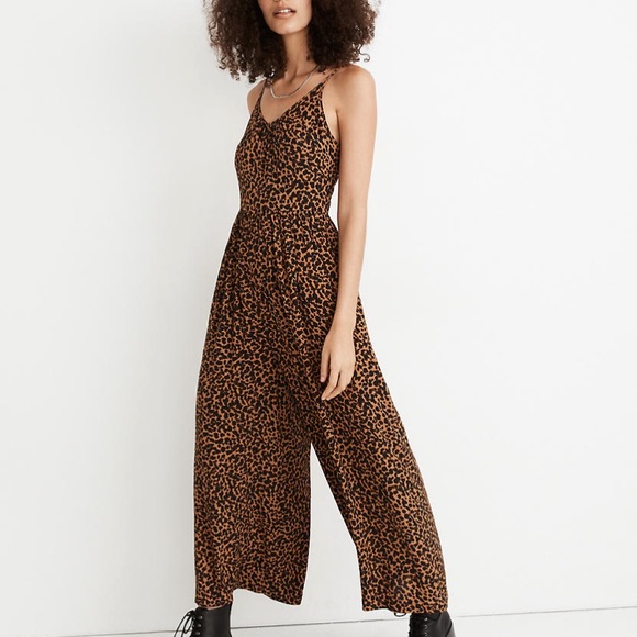 Madewell Pants - Madewell Shirred Wide-leg Cami Jumpsuit: Leopard